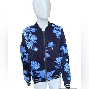 Blue flower pattern bomber jacket (new unused without tags)